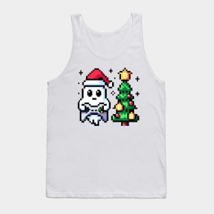 8-Bit Gamer Christmas Ghost - Festive Pixel Art Tank Top